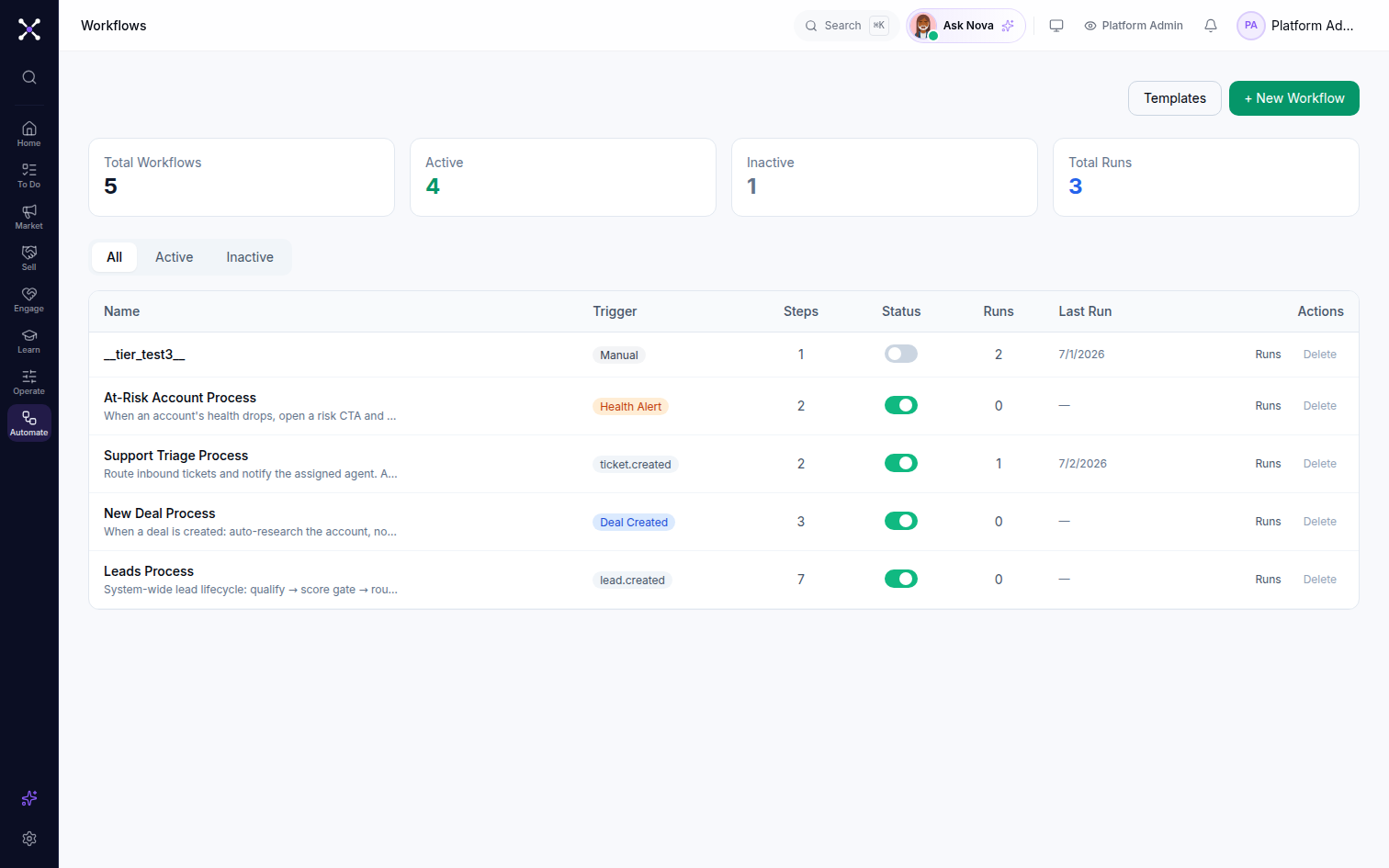 Muntri visual workflow canvas for a process agent